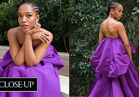 Naomi Ackie: aparición violeta con bolsillos