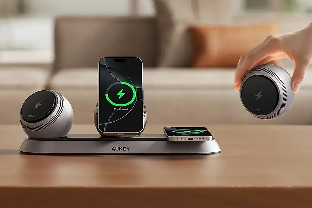 Aukey MagFusion Ark: новая беспроводная зарядка-сфера для Qi2.2
