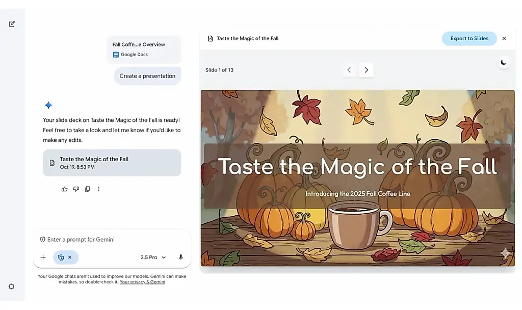Google запускает ИИ-презентации в Gemini Canvas