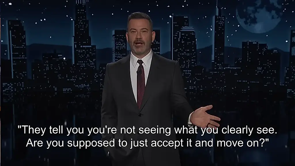 Jimmy Kimmel se burla de la reacción de Trump al tiroteo de ICE
