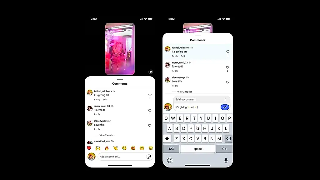 Editar comentarios en Instagram