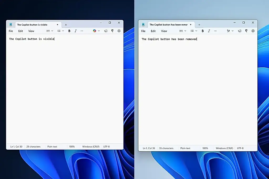 Microsoft limpia los botones de Copilot