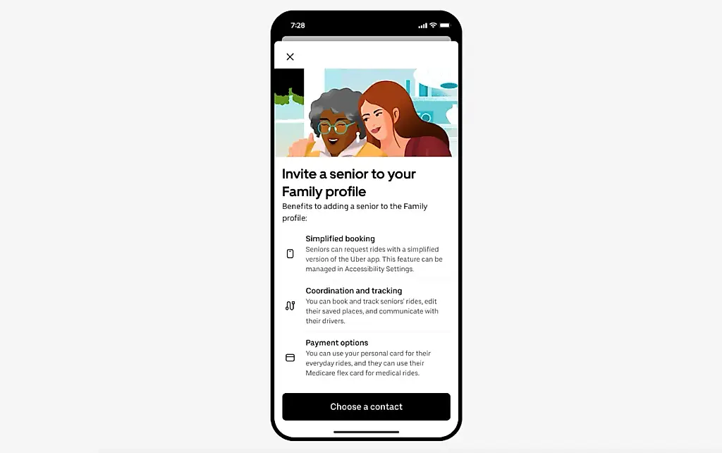 Uber заботится о пожилых: новое приложение для уютных поездок